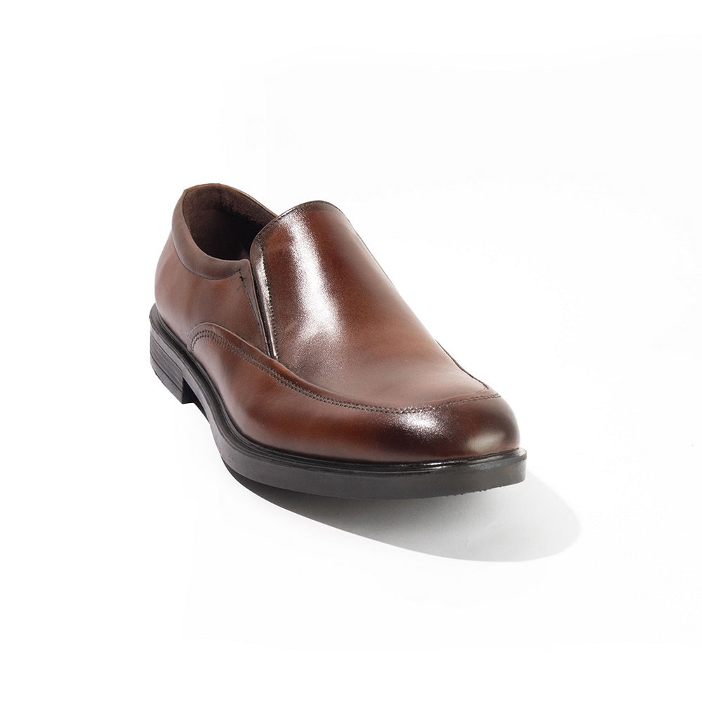 Genuine Leather Moc Toe Loafers - BROWN