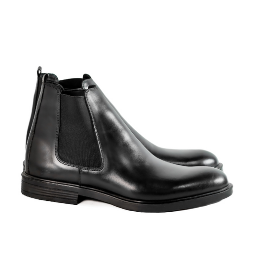 Genuine Leather Plain Half Boot – Black